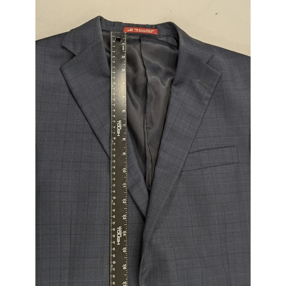 Hart Schaffner MARX Wool‎ Blazer Gray Subtle Window Pane Jacket 40L 44